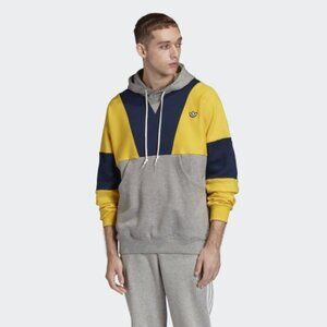 Adidas Originals MENS Samstag Panel Hoody Grey/Yellow FM2209